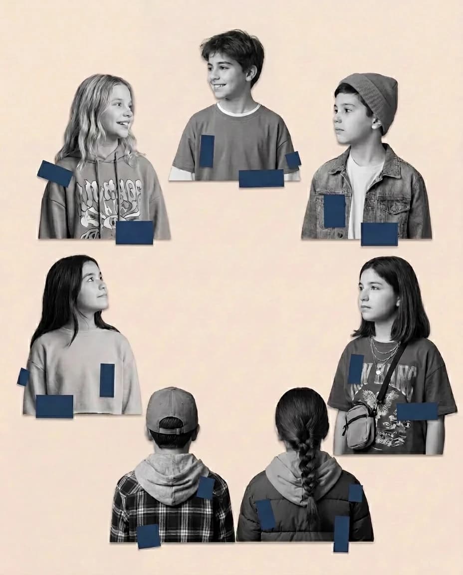 Grupo de terapia · niños y adolescentes en círculo